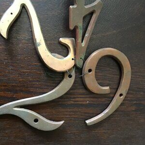 Lot of 8 Vintage Brass House or Mailbox Numbers - Neat Collectible - Antiques